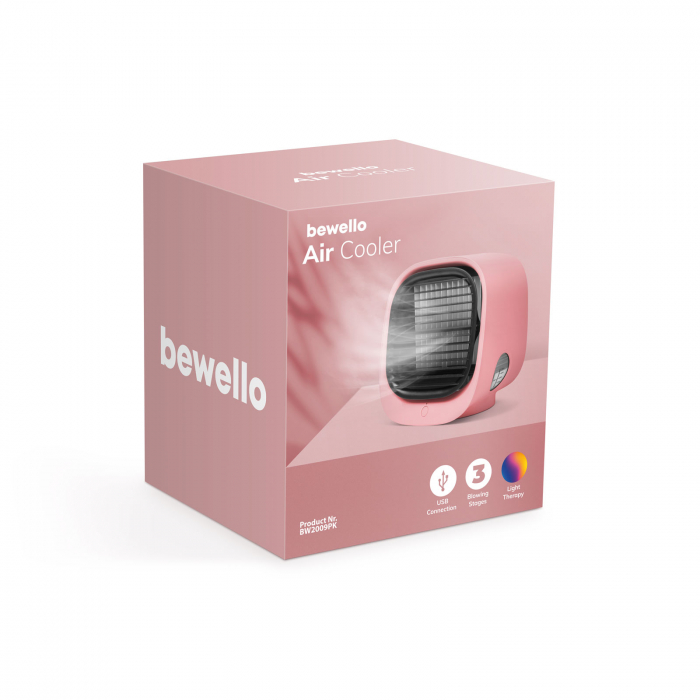 Bewello - Mini-ventilator portabil cu funcţie de răcire - USB - Roz [3]