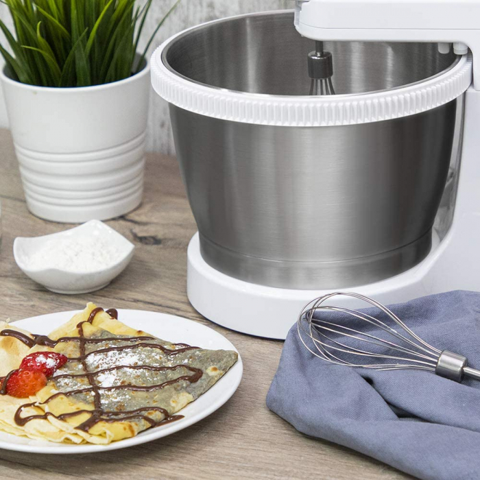 Mixer cu bol Cecotec PowerTwist 500 Steel 500 W, Bol 3.5 L, 5 viteze + Functie Turbo, Buton QuickOut, Sistem fixare ventuze, Ergonomic, Alb Inox [5]