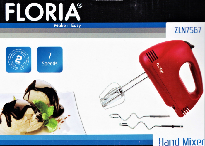 Mixer de mana model Floria, 100W, 7 viteze, culoare rosu - ZLN7567 [2]