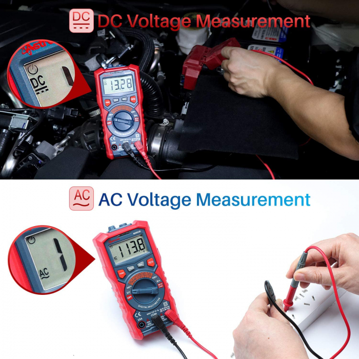 Multimetru digital AstroAI M4KOR, TRMS 4000, Ohmmetru, Voltmetru 1,5V 9V 12V, Masurare fara contact, Lanterna [7]