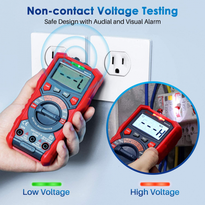 Multimetru digital AstroAI M4KOR, TRMS 4000, Ohmmetru, Voltmetru 1,5V 9V 12V, Masurare fara contact, Lanterna [6]