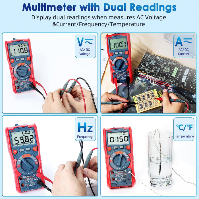 Multimetru digital AstroAI M6KOR, TRMS 6000, test automat AC/ DC, rezistenta, capacitate, temperatura, dioda, NCV [3]
