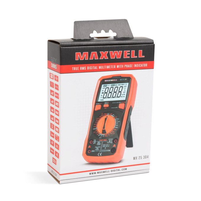 Multimetru digital masurare inductie Maxwell 25304 True RMS, DC V 0,1mV - 1000V, AC V 0,1mV - 750V, Tester tranzistoare hFE, test dioda [6]