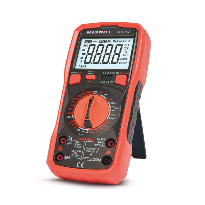 Multimetru digital masurare inductie Maxwell 25304 True RMS, DC V 0,1mV - 1000V, AC V 0,1mV - 750V, Tester tranzistoare hFE, test dioda [2]