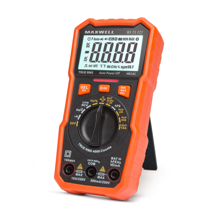 Multimetru digital Maxwell MX 25222, tester baterie, dioda, tranzistor, frecventa, beep + functie lumina de lucru [1]