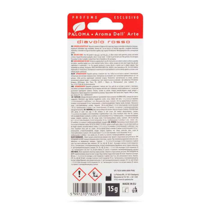 Odorizant Auto Paloma Aroma Del 'Arte Rosso [3]