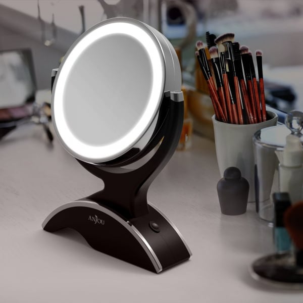Oglinda cosmetica Anjou iluminata LED, 2 fete, Marire 7X [3]