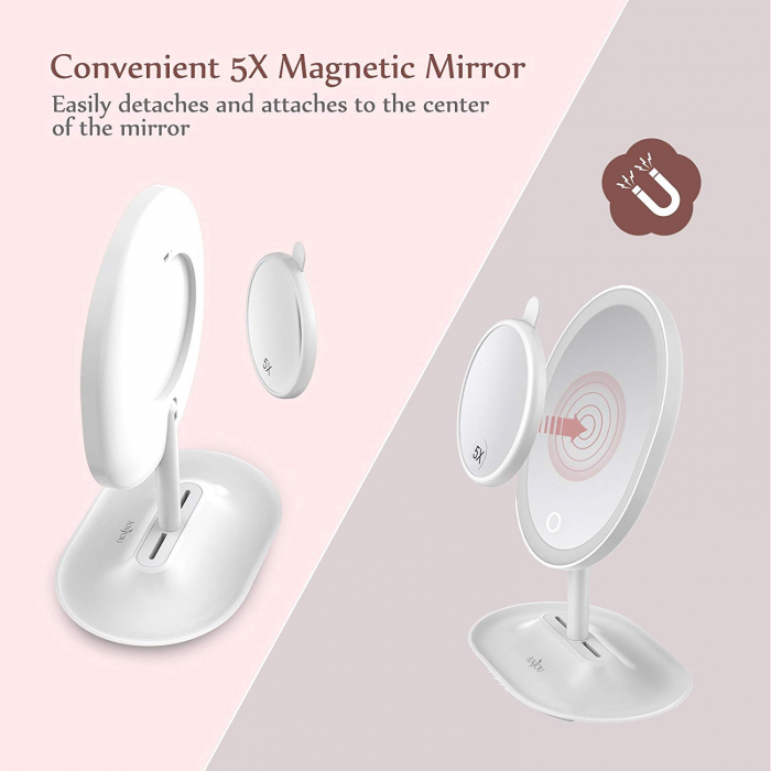 Oglinda cosmetica Anjou iluminata LED, control Touch, Marire 5X acumulator reincarcabil [5]