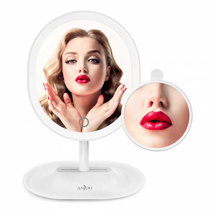 Oglinda cosmetica Anjou iluminata LED, control Touch, Marire 5X acumulator reincarcabil [7]