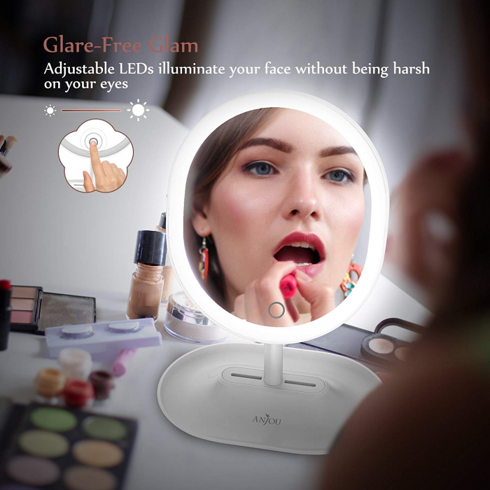 Oglinda cosmetica Anjou iluminata LED, control Touch, Marire 5X acumulator reincarcabil [4]
