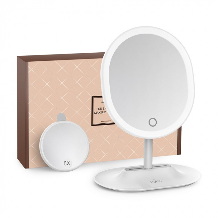 Oglinda cosmetica Anjou iluminata LED, control Touch, Marire 5X acumulator reincarcabil [1]