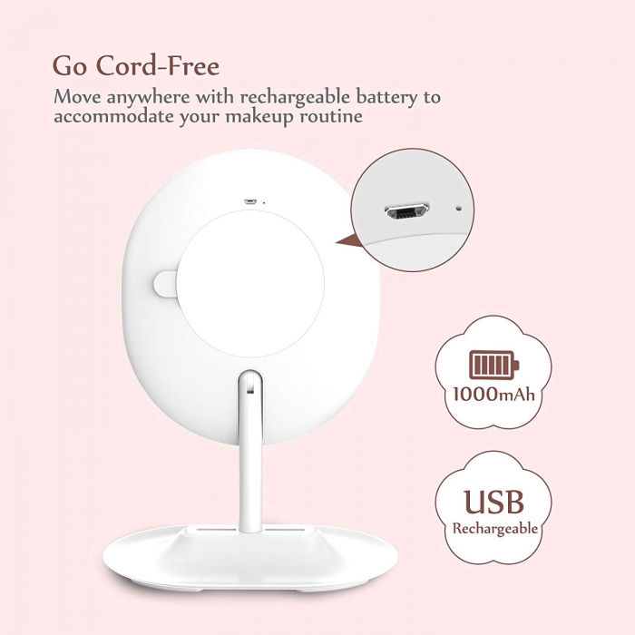 Oglinda cosmetica Anjou iluminata LED, control Touch, Marire 5X acumulator reincarcabil [3]