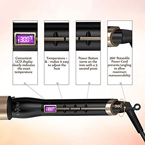 Ondulator Anjou Curling Iron PCA011, 200 grade, Invelis ceramic, Negru [3]