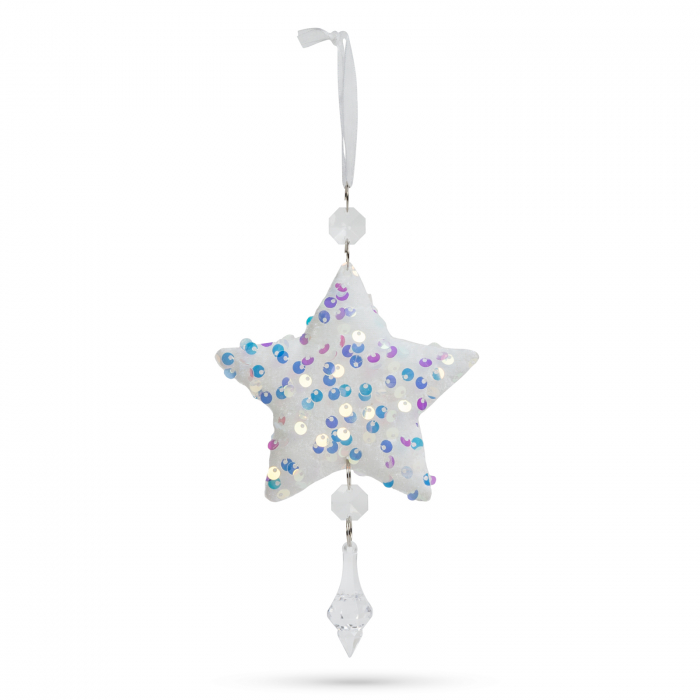 Ornament pentru bradul de Crăciun - stea- irizat, acrilic - cu agățătoare - 2 forme: fulg și stea [4]