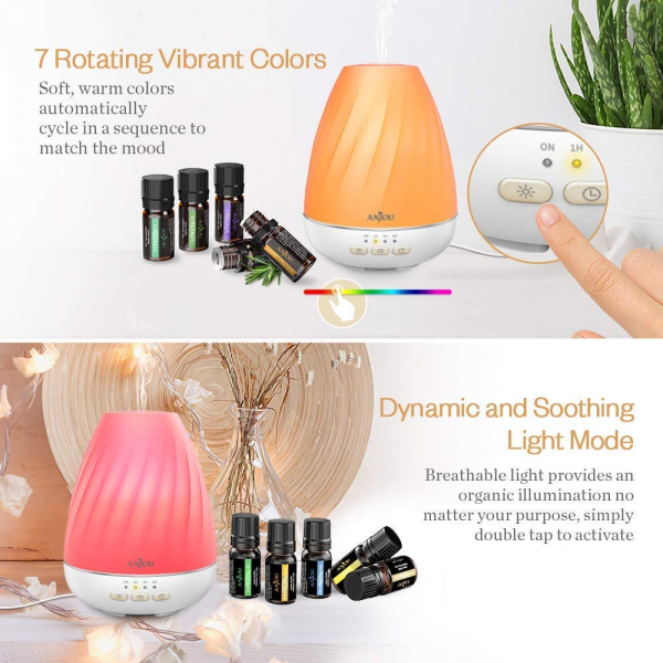 Pachet Difuzor de Arome Anjou ADA003 si set de 12 sticlute de Ulei Esential 100% Naturale [6]