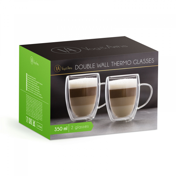 Pahar din sticla, perete dublu pentru cafea si bauturi - 350 ml, 2 buc./pachet [2]