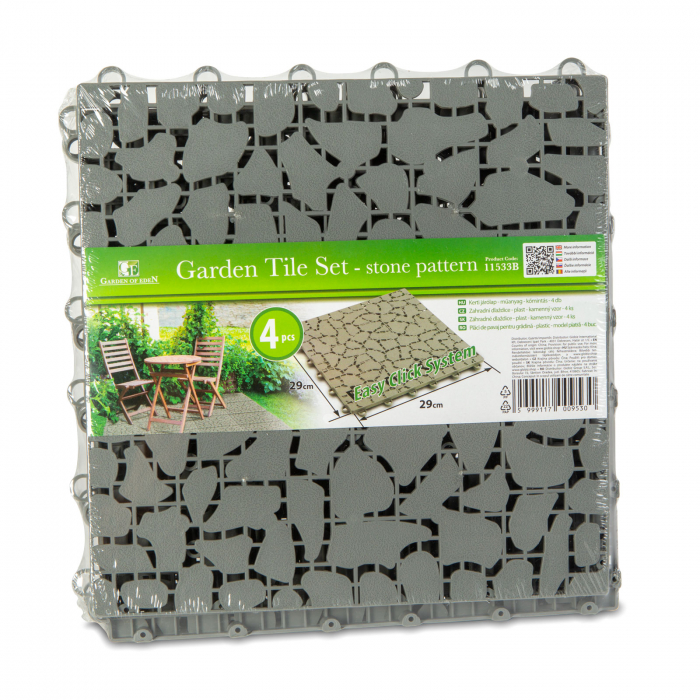 Paviment pentru gradină - model piatră - plastic - 29 x 29 cm - gri - 4 buc/pachet [2]