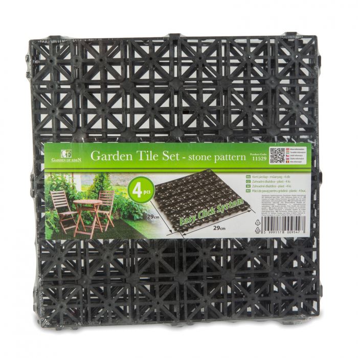 Set Paviment pentru gradină - plastic - negru - 29 x 29 x 1,5 cm - 4 buc/pachet [3]