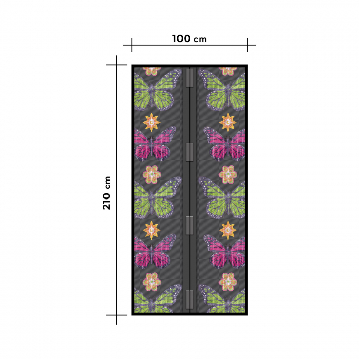 Perdea anti-tantari cu inchidere magnetica pentru usa - 100 x 210 cm model „Flori și fluturi” [3]