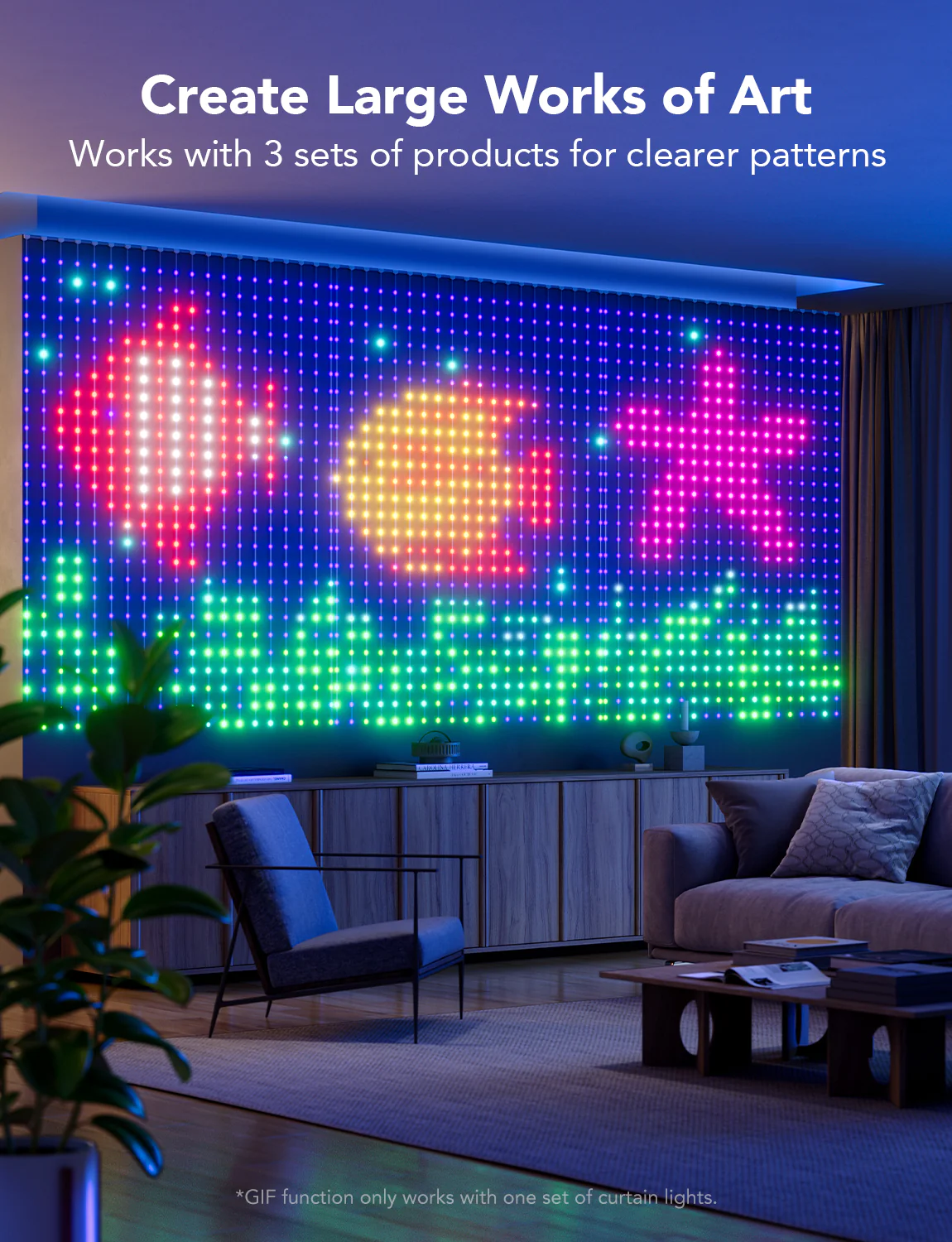 Perdea cu lumini LED Smart Govee H70B1 Curtain Lights, RGBIC, 520 LED-uri, IP65, 1.5m [2]