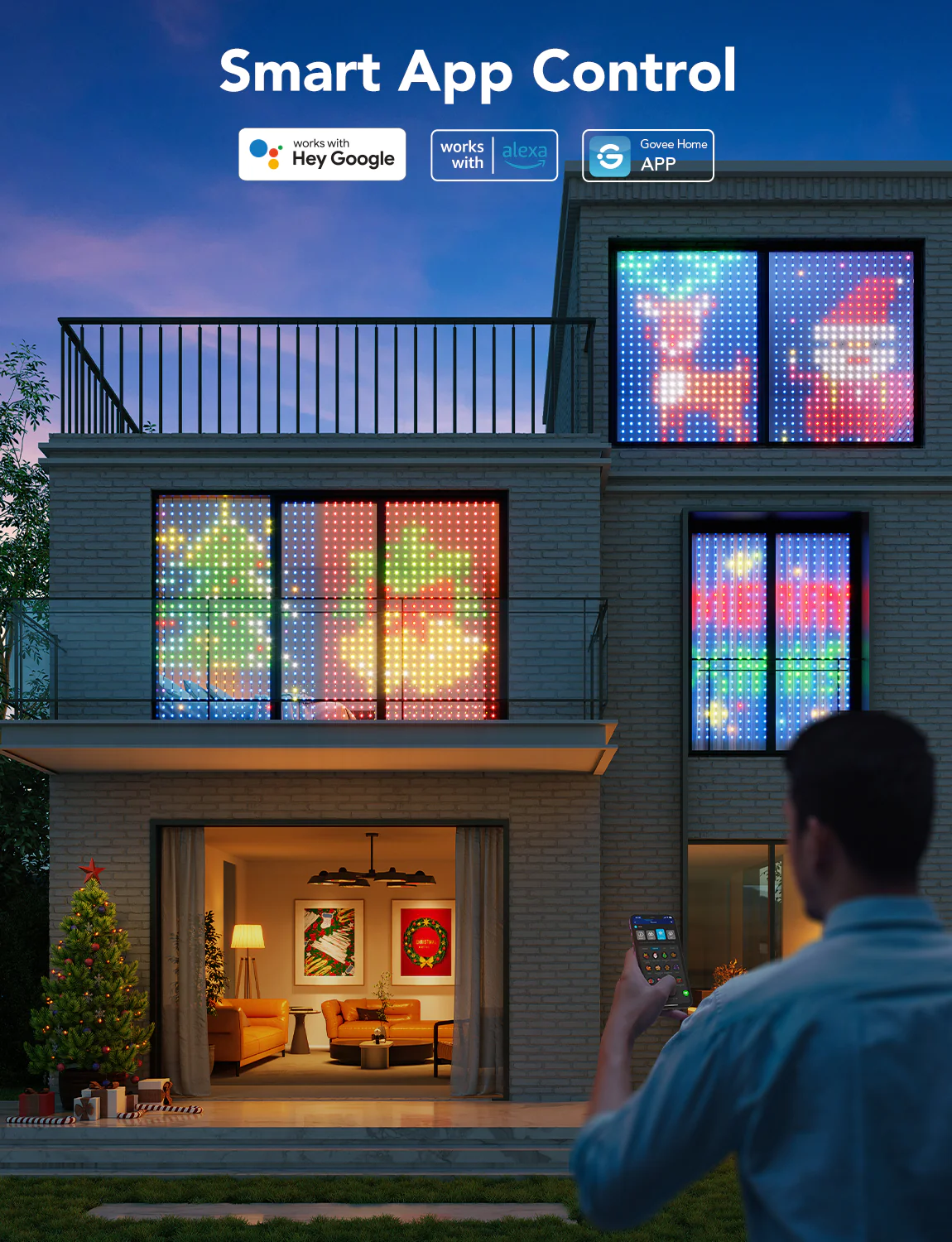 Perdea cu lumini LED Smart Govee H70B1 Curtain Lights, RGBIC, 520 LED-uri, IP65, 1.5m [3]