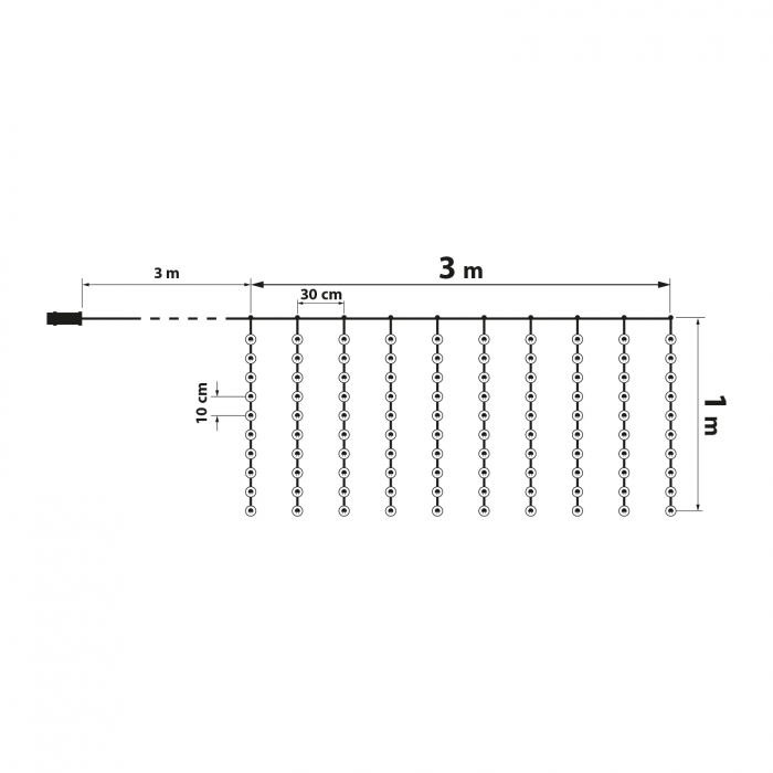Perdea luminoasă - 100 LED culoare alb-cald - 3 x 1 m - 230V - cu telecomandă [4]