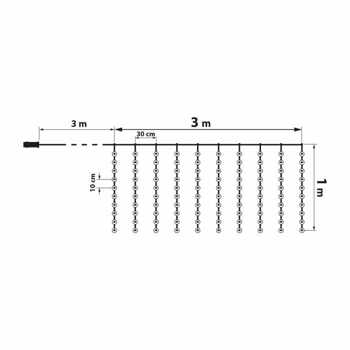 Perdea luminoasă - 100 micro-LEDuri - alb rece - 3 x 1 m - 230V - cu telecomandă [3]