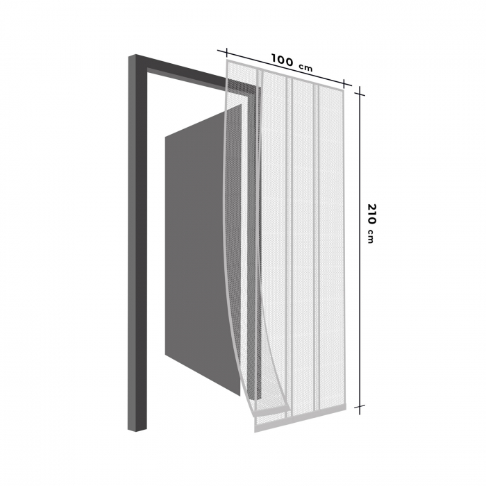 Perdea pt. usa din plasa anti-tantari, 4 benzi, max. 100 x 220 cm, alb [3]
