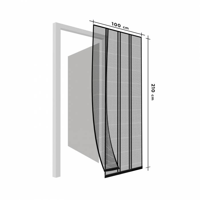 Perdea pt. usa din plasa anti-tantari, 4 benzi, max. 100 x 220 cm, negru [3]