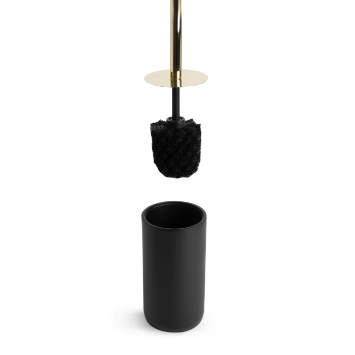 Set perie de toaleta cu suport pentru wc - negru mat / auriu [2]