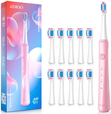 Periuta de dinti electrica ATMOKO AMHP141 cu 10 capete DuPont, 3D, 3 moduri, temporizator 2 min, 40000 pulsatii min - Culoare Roz [4]