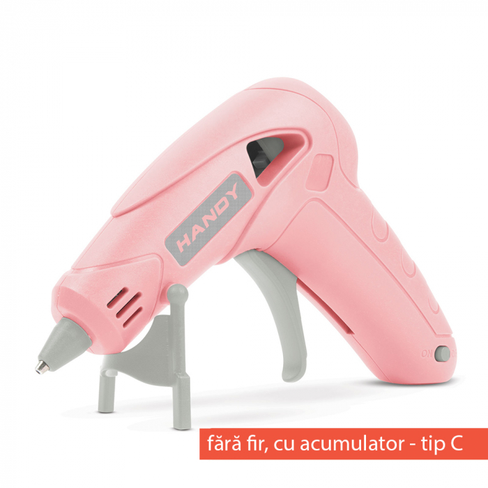 Aparat de lipit  cu baton silicon cu acumulator, Tip-C - 7 mm - 10W - roz [2]