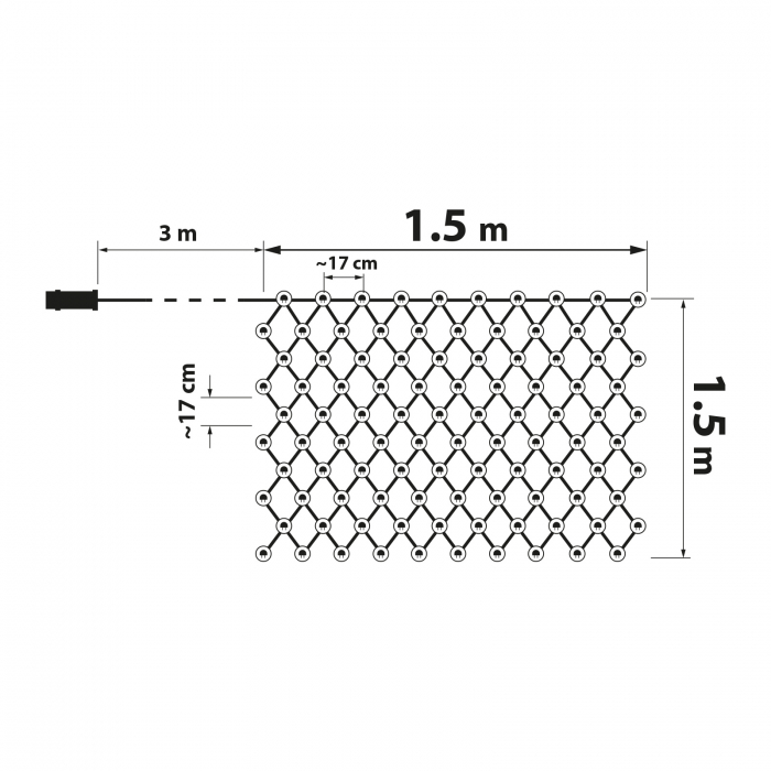 Plasă luminoasă LED - 100 LEDuri alb-cald - 1.5 x 1.5 m - 230V - cu telecomandă [4]