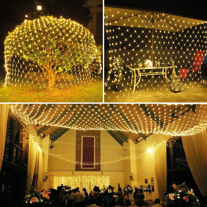 Plasă luminoasă LED - 100 LEDuri alb-cald - 1.5 x 1.5 m - 230V - cu telecomandă [3]
