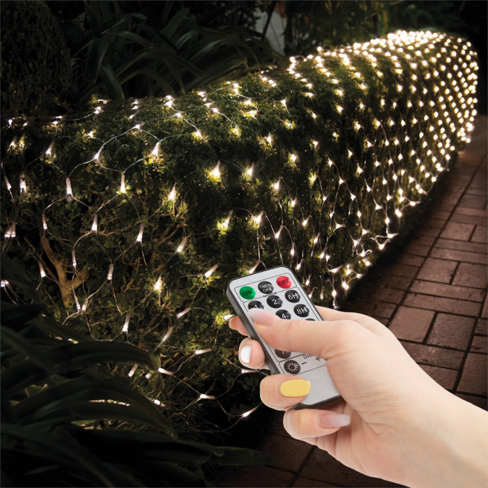 Plasă luminoasă LED - 100 LEDuri alb-cald - 1.5 x 1.5 m - 230V - cu telecomandă [2]