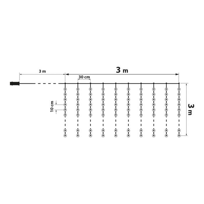 Plasă luminoasă LED cu 300 LEDuri - 3 x 3 m, alb cald, cu telecomanda, 8 moduri iluminare - 230V [4]