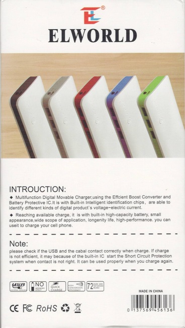 Baterie externa tip power bank Elworld YB-03, 3 porturi USB, functie lanterna, max.20000 mAh, alb [4]