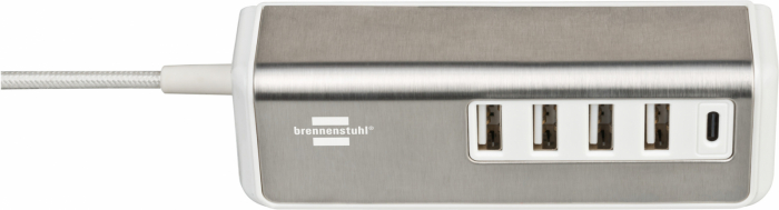 Prelungitor Brennenstuhl Estilo 4x USB-A, 1x USB C, Inox, 4.2A, Argintiu-Alb [4]