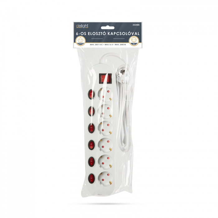 Prelungitor electric 6 prize cu comutator 6+1 - 250 V • 16 A - 1,5 m [3]