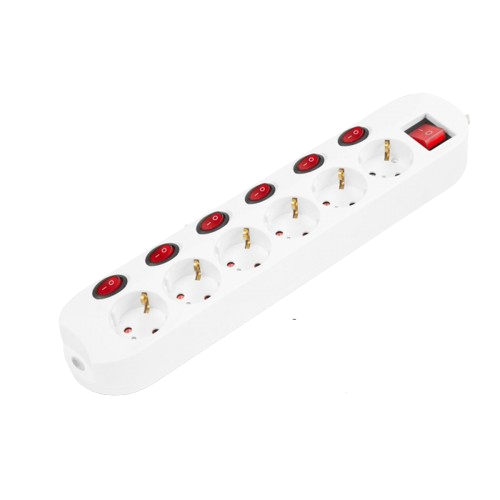 Prelungitor electric 6 prize cu comutator 6+1 - 250 V • 16 A - 1,5 m [1]