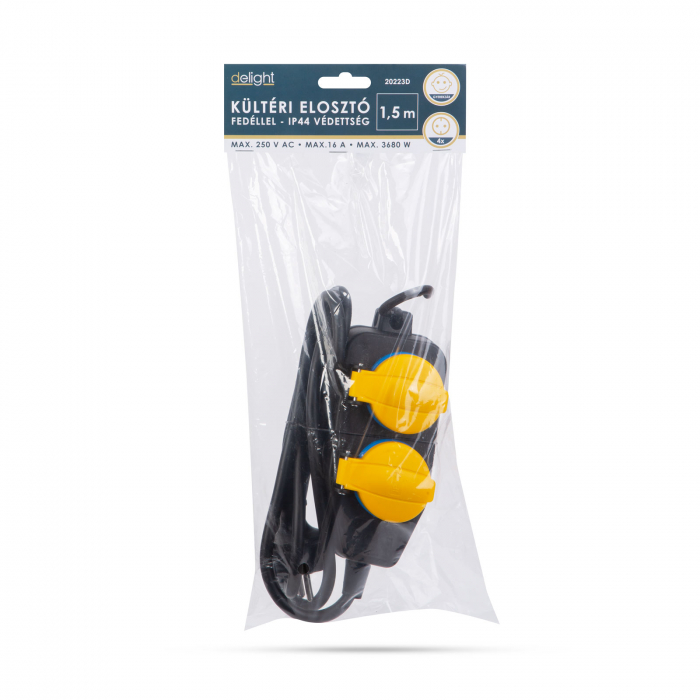 Prelungitor electric pentru exterior, cu capac - 1,5 m - 4 x 230V - 3 x 1,5 mm2 - IP44 [2]