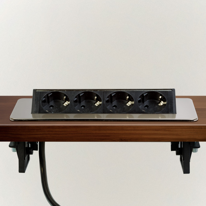 Prelungitor incastrat – 4 prize – tip „flip-up” – finisaj metalic satinat (șlefuit) [2]