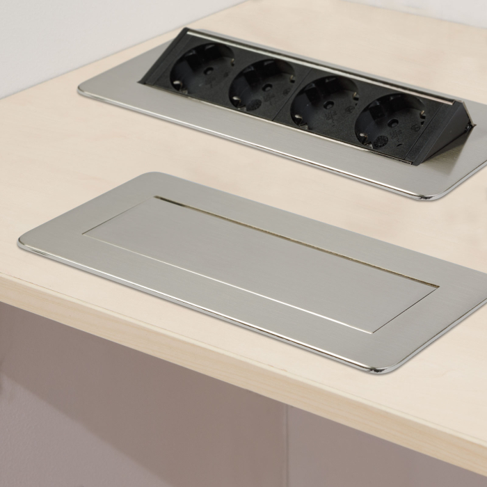 Prelungitor incastrat – 4 prize – tip „flip-up” – finisaj metalic satinat (șlefuit) [3]