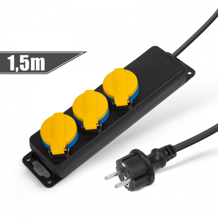 Prelungitor pentru exterior cu capac - 1,5 m - 3 x 230V - 3 x 1,5 mm2 - IP44 [1]