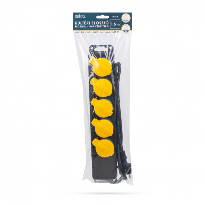 Prelungitor pentru exterior cu capac - 1,5 m - 5 x 230V - 3 x 1,5 mm2 - IP44 [2]