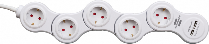 Prelungitor reglabil Brennenstuhl 5 prize si 2 USB-uri, 1,4m, Comutator de siguranta [7]