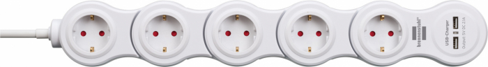 Prelungitor reglabil Brennenstuhl 5 prize si 2 USB-uri, 1,4m, Comutator de siguranta [6]