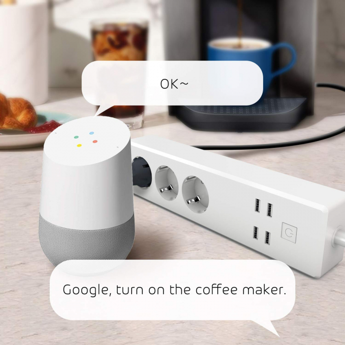 Prelungitor smart WiFi Meross MSS425F , 3 Prize, 4 x USB, Cablu 1.8m, Alexa, Google Assistant [6]
