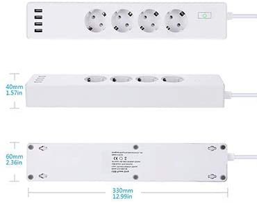 Prelungitor smart WiFi Meross MSS425F, 4 Prize, 4 x USB, Cablu 1.8m, Alexa, Google Assistant [3]