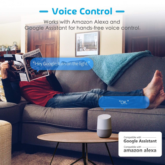 Prelungitor smart WiFi Meross MSS42E, 3 Prize, 4 x USB, Cablu 1.8m, Alexa, Google Assistant [4]